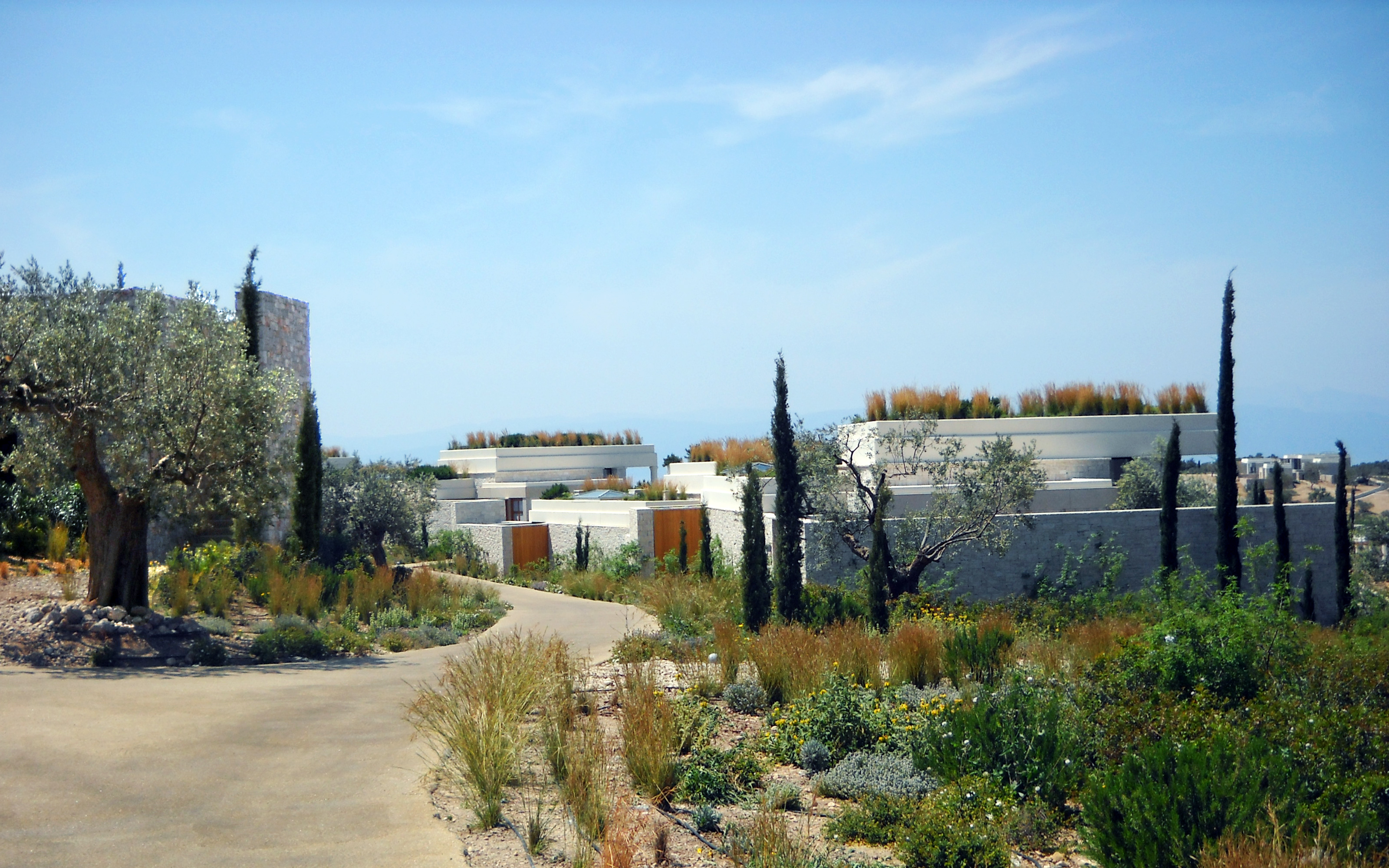 Cubiertas ajardinadas en un paisaje mediterráneo